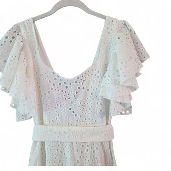 Zara White Wrap Midi Dress with Flutter Sleeves - Picture 3 of 11